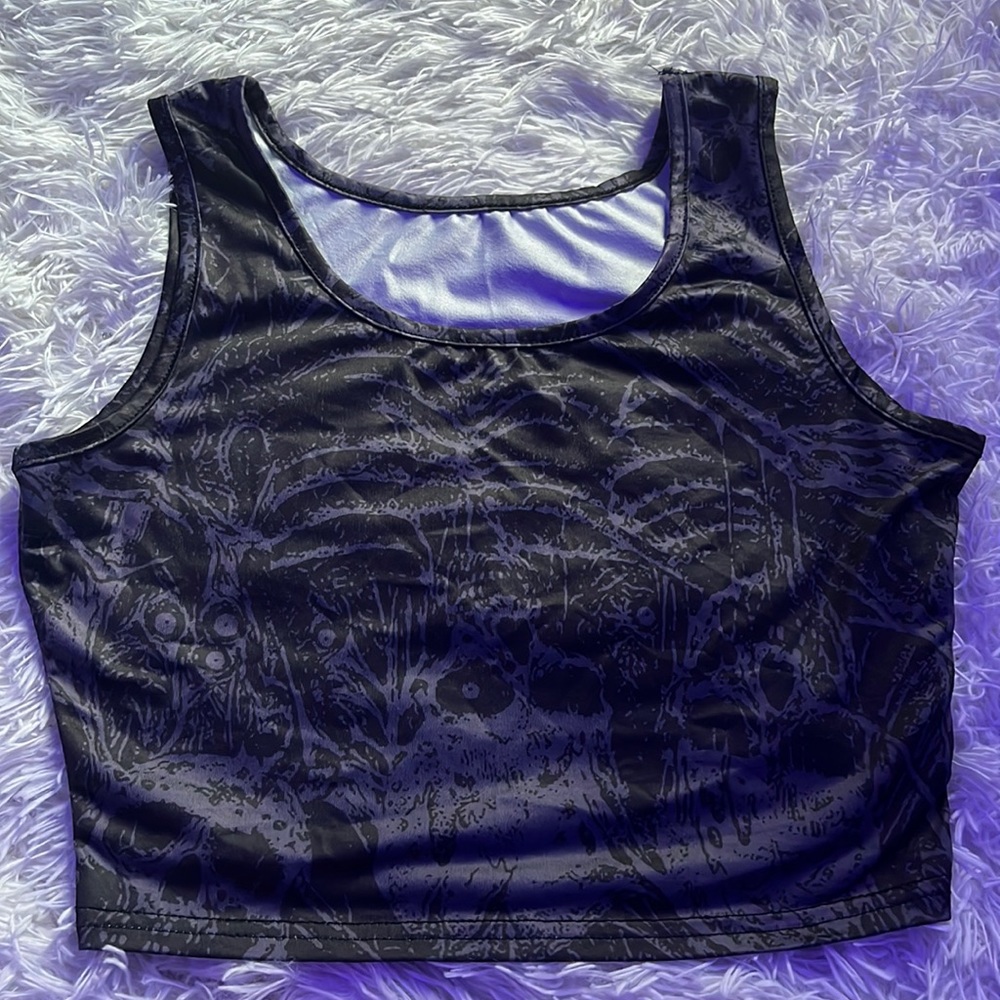Black and dark purple tank crop top - silky - size:s